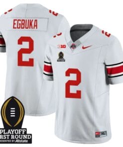 Emeka Egbuka Jersey #2 Ohio State Buckeyes Playoff First Round Patch White