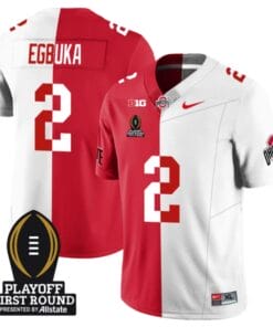 Emeka Egbuka Jersey #2 Ohio State Buckeyes Playoff First Round Patch Split