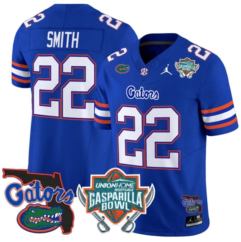 Emmitt Smith Jersey #22 Florida Gators 2025 Gasparilla Bowl Patch Royal 8 Emmitt Smith Jersey #22 Florida Gators 2025 Gasparilla Bowl Patch Royal