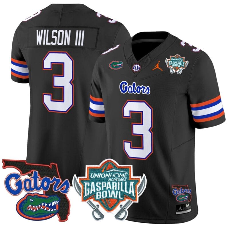 Eugene Wilson III Jersey #3 Florida Gators 2025 Gasparilla Bowl Patch Black 8 Eugene Wilson III Jersey #3 Florida Gators 2025 Gasparilla Bowl Patch Black