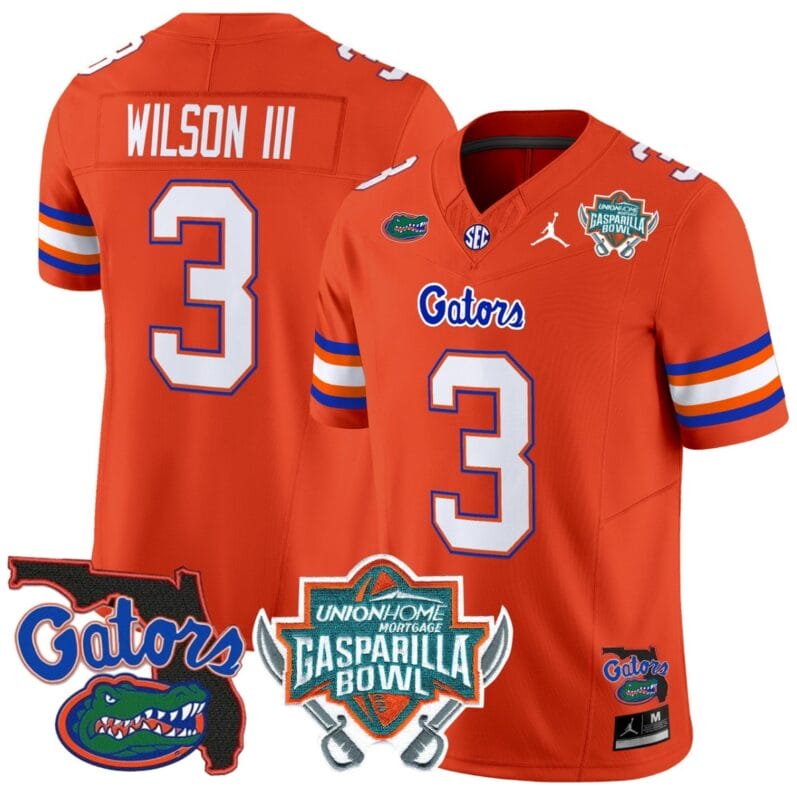 Eugene Wilson III Jersey #3 Florida Gators 2025 Gasparilla Bowl Patch Orange