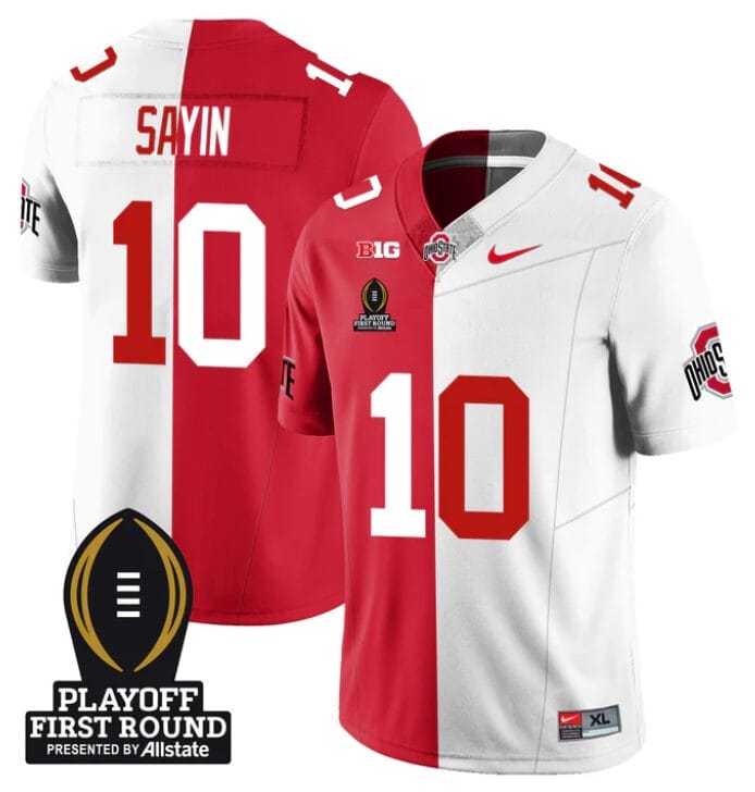 Julian Sayin Jersey #10 Ohio State Buckeyes Playoff First Round Patch Split 8 Julian Sayin Jersey #10 Ohio State Buckeyes Playoff First Round Patch Split
