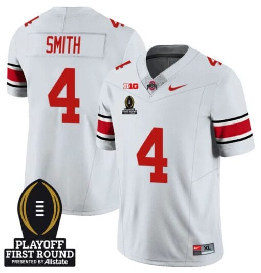 Jeremiah Smith Jersey #4 Ohio State Buckeyes Playoff First Round Patch White