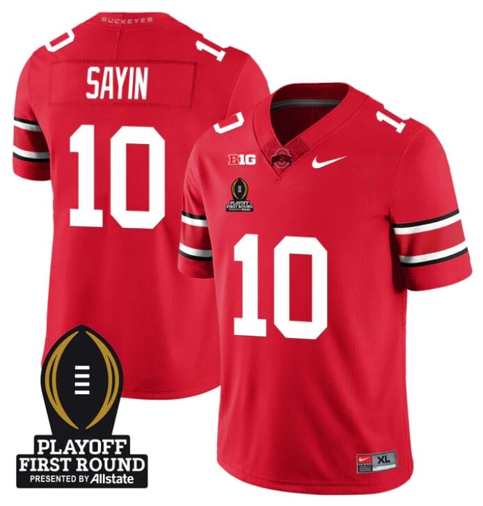 Julian Sayin Jersey #10 Ohio State Buckeyes Playoff First Round Patch Gray 8 Julian Sayin Jersey #10 Ohio State Buckeyes Playoff First Round Patch Gray