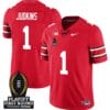 Quinshon Judkins Jersey #1 Ohio State Buckeyes Playoff First Round Patch Scarlet