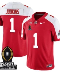 Quinshon Judkins Jersey #1 Ohio State Buckeyes Playoff First Round Patch Alternate