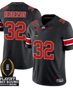 TreVeyon Henderson Jersey #32 Ohio State Playoff First Round Patch Black