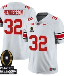 TreVeyon Henderson Jersey #32 Ohio State Playoff First Round Patch White