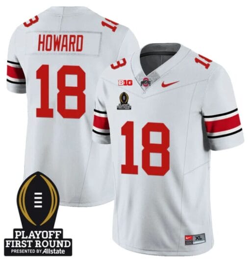 Will Howard Jersey #18 Ohio State Buckeyes Playoff First Round Patch White