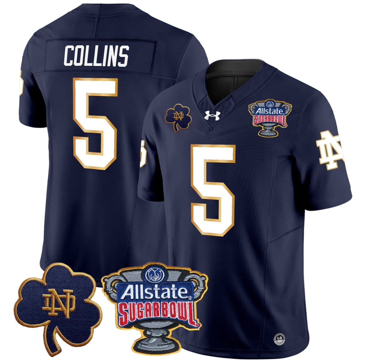 Beaux Collins Jersey #5 Notre Dame 2024 Sugar Bowl Patch V2 All Sitched 2 Beaux Collins Jersey #5 Notre Dame 2024 Sugar Bowl Patch V2 All Sitched