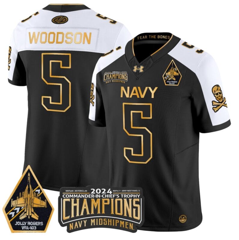 Braxton Woodson Jersey #5 Navy Midshipmen Commander-in-chief's Trophy All Sitched 24 Braxton Woodson Jersey #5 Navy Midshipmen Commander-in-chief's Trophy All Sitched