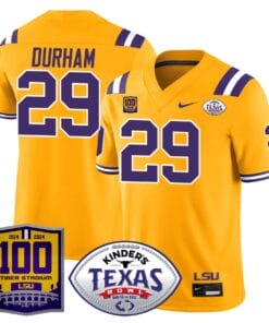 Caden Durham Jersey #29 LSU Tigers Texas Bowl Patch Football All Stitched