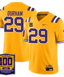 Caden Durham Jersey #29 LSU Tigers 100 Years of Tiger Stadium Patch All Stitched