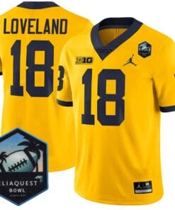 Colston Loveland Jersey #18 Michigan Wolverines ReliaQuest Bowl Patch All Stitched