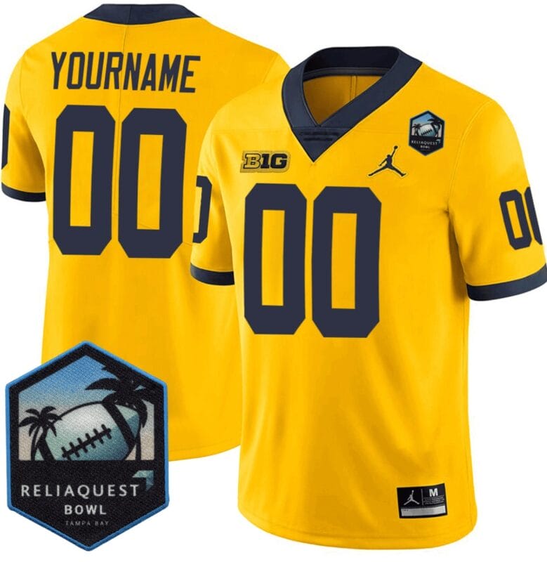 Custom Michigan Wolverines Jersey Name, Number ReliaQuest Bowl Patch All Stitched