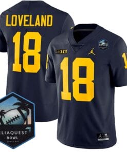 Colston Loveland Jersey #18 Michigan Wolverines ReliaQuest Bowl Patch All Stitched