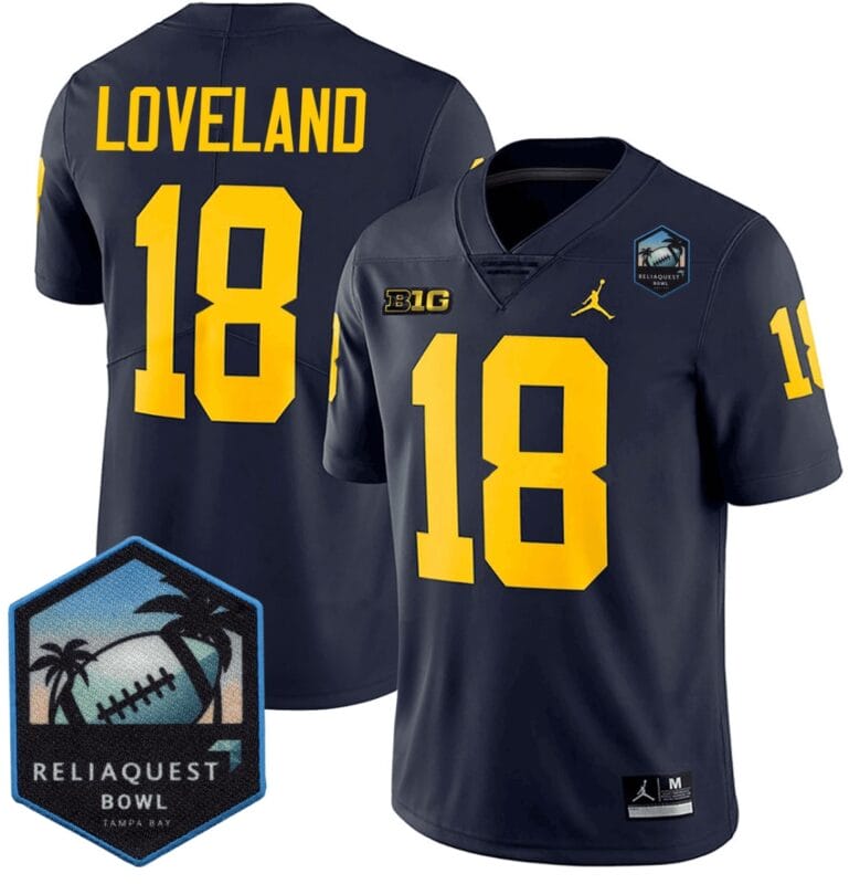 Colston Loveland Jersey #18 Michigan Wolverines ReliaQuest Bowl Patch All Stitched 10 Colston Loveland Jersey #18 Michigan Wolverines ReliaQuest Bowl Patch All Stitched