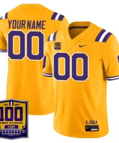 Custom LSU Tigers Jersey Name, Number 100 Years of Tiger Stadium Patch All Stitched
