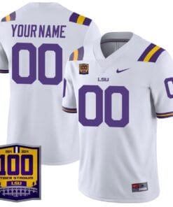 Custom LSU Tigers Jersey Name, Number 100 Years of Tiger Stadium Patch All Stitched