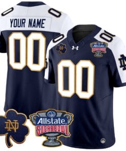 Custom Notre Dame Jersey Name, Number 2024 Sugar Bowl Patch V2 All Stitched