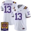 Garrett Nussmeier Jersey #13 LSU Tigers 100 Years of Tiger Stadium Patch All Stitched