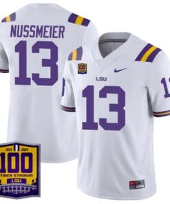 Garrett Nussmeier Jersey #13 LSU Tigers 100 Years of Tiger Stadium Patch All Stitched