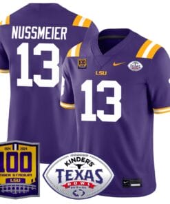 Garrett Nussmeier Jersey #13 LSU Tigers Texas Bowl Patch Football All Stitched