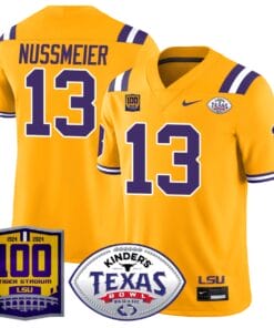 Alternative view of Garrett Nussmeier Jersey #13 LSU Tigers Texas Bowl Patch Football All Stitched