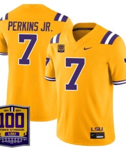 Harold Perkins Jr Jersey #7 LSU Tigers 100 Years of Tiger Stadium Patch All Stitched