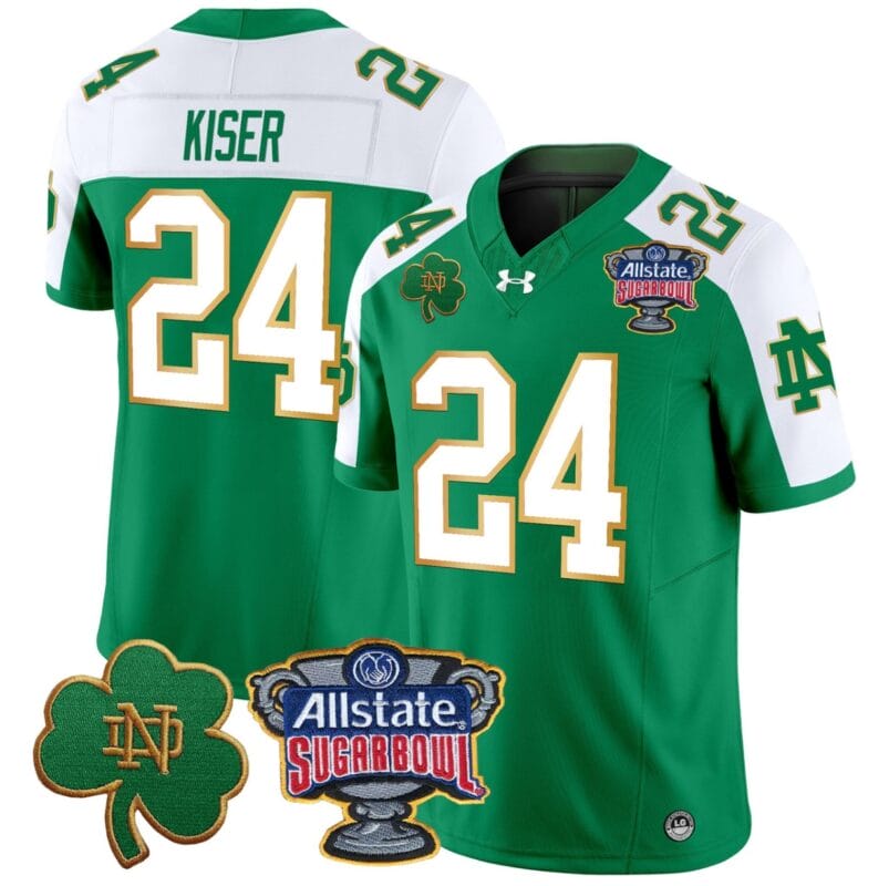 Jack Kiser Jersey #24 Notre Dame 2024 Sugar Bowl Patch V2 All Stitched 