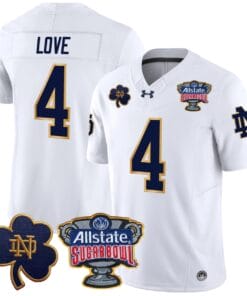 Jeremiyah Love Jersey #4 Notre Dame 2024 Sugar Bowl Patch V2 All Stitched