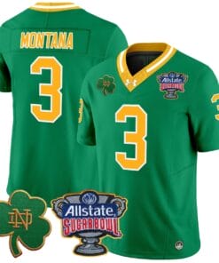 Joe Montana Jersey #3 Notre Dame 2024 Sugar Bowl Patch V2 All Stitched