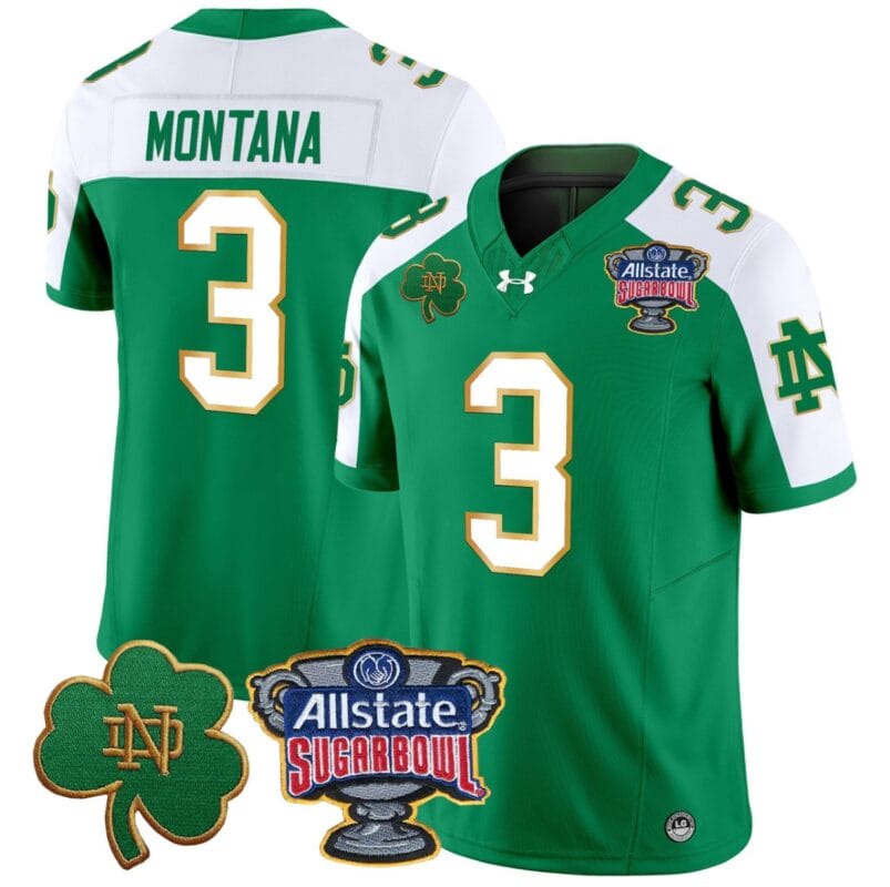 Joe Montana Jersey #3 Notre Dame 2024 Sugar Bowl Patch V2 All Stitched