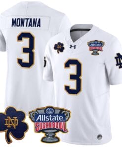 Joe Montana Jersey #3 Notre Dame 2024 Sugar Bowl Patch V2 All Stitched