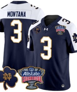 Joe Montana Jersey #3 Notre Dame 2024 Sugar Bowl Patch V2 All Stitched