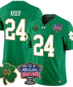 Jack Kiser Jersey #24 Notre Dame 2024 Sugar Bowl Patch V2 All Stitched
