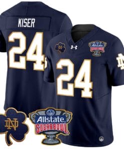 Jack Kiser Jersey #24 Notre Dame 2024 Sugar Bowl Patch V2 All Stitched