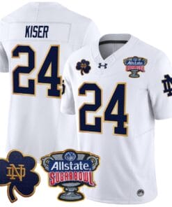 Jack Kiser Jersey #24 Notre Dame 2024 Sugar Bowl Patch V2 All Stitched