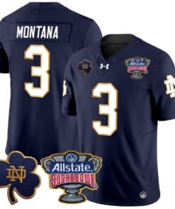 Joe Montana Jersey #3 Notre Dame 2024 Sugar Bowl Patch V2 All Stitched