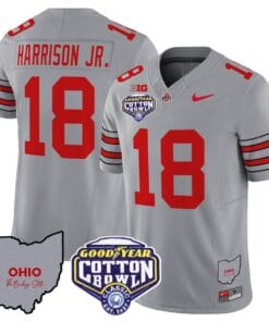 Marvin Harrison Jr Jersey #18 Ohio State Buckeyes Cotton Bowl Patch All Stitched