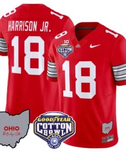 Marvin Harrison Jr Jersey #18 Ohio State Buckeyes Cotton Bowl Patch All Stitched