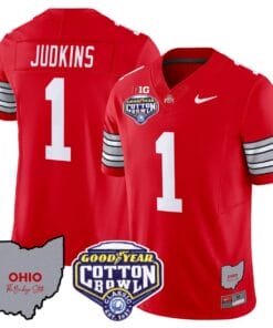 Quinshon Judkins Jersey #1 Ohio State Buckeyes Cotton Bowl Patch All Stitched 6 Quinshon Judkins Jersey #1 Ohio State Buckeyes Cotton Bowl Patch All Stitched