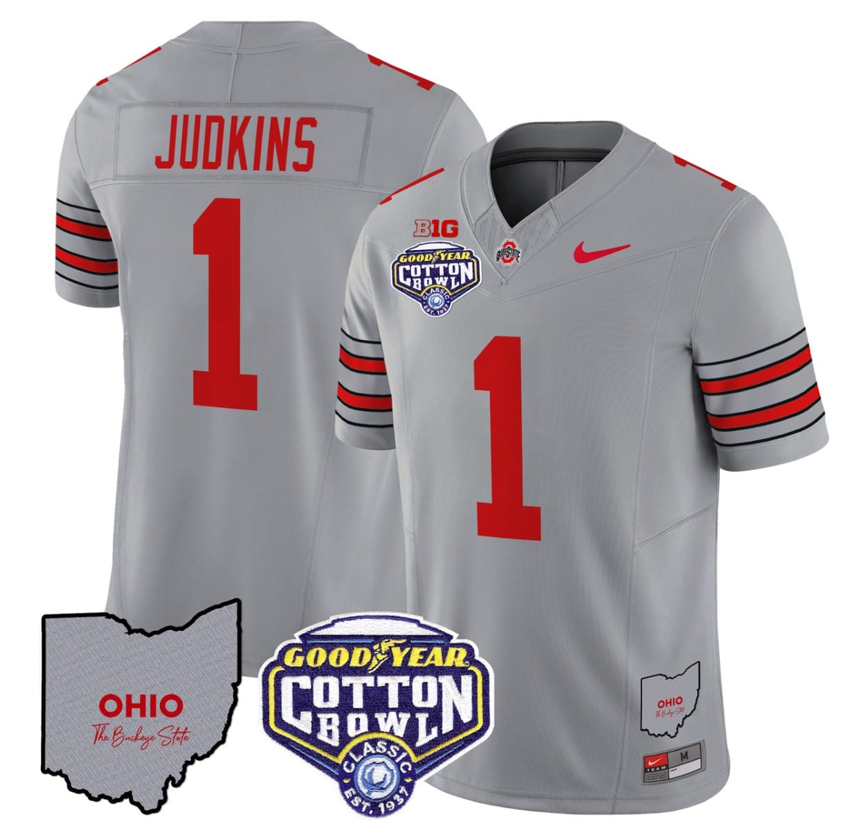 Quinshon Judkins Jersey #1 Ohio State Buckeyes Cotton Bowl Patch All Stitched 4 Quinshon Judkins Jersey #1 Ohio State Buckeyes Cotton Bowl Patch All Stitched