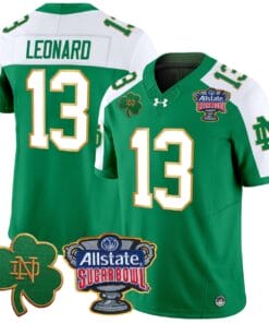 Riley Leonard Jersey #13 Notre Dame 2024 Sugar Bowl Patch V2 All Stitched