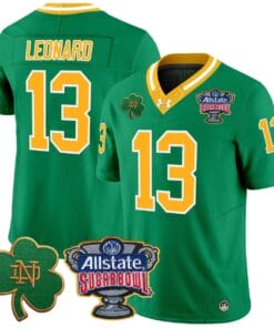Riley Leonard Jersey #13 Notre Dame 2024 Sugar Bowl Patch V2 All Stitched