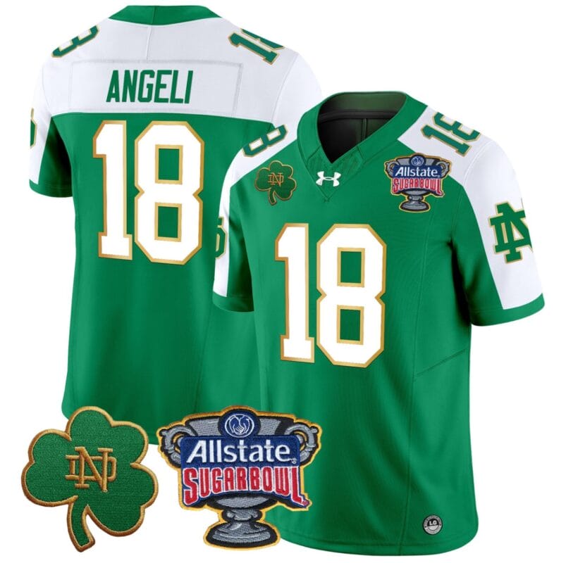 Steve Angeli Jersey #18 Notre Dame 2024 Sugar Bowl Patch V2 All Stitched 