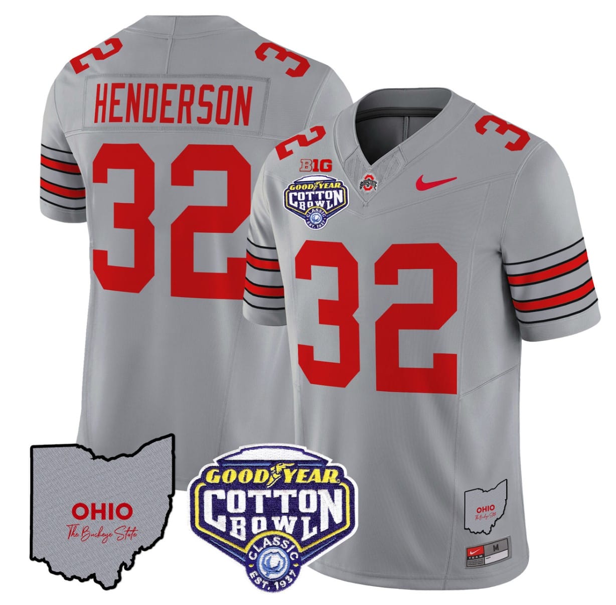 Treveyon Henderson Jersey #32 Ohio State Buckeyes Cotton Bowl Patch All Stitched 4 Treveyon Henderson Jersey #32 Ohio State Buckeyes Cotton Bowl Patch All Stitched