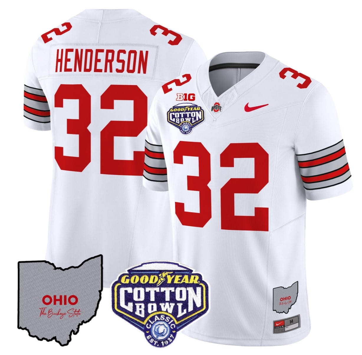 Treveyon Henderson Jersey #32 Ohio State Buckeyes Cotton Bowl Patch All Stitched 2 Treveyon Henderson Jersey #32 Ohio State Buckeyes Cotton Bowl Patch All Stitched