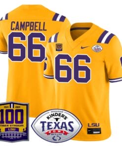 Will Campbell Jersey #66 LSU Tigers Texas Bowl Patch Football All Stitched