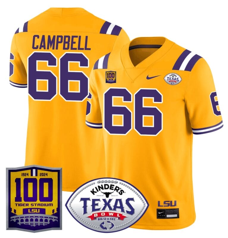 Will Campbell Jersey #66 LSU Tigers Texas Bowl Patch Football All Stitched